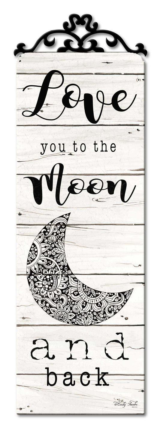 WHITE I Love You Moon SK Vintage Sign