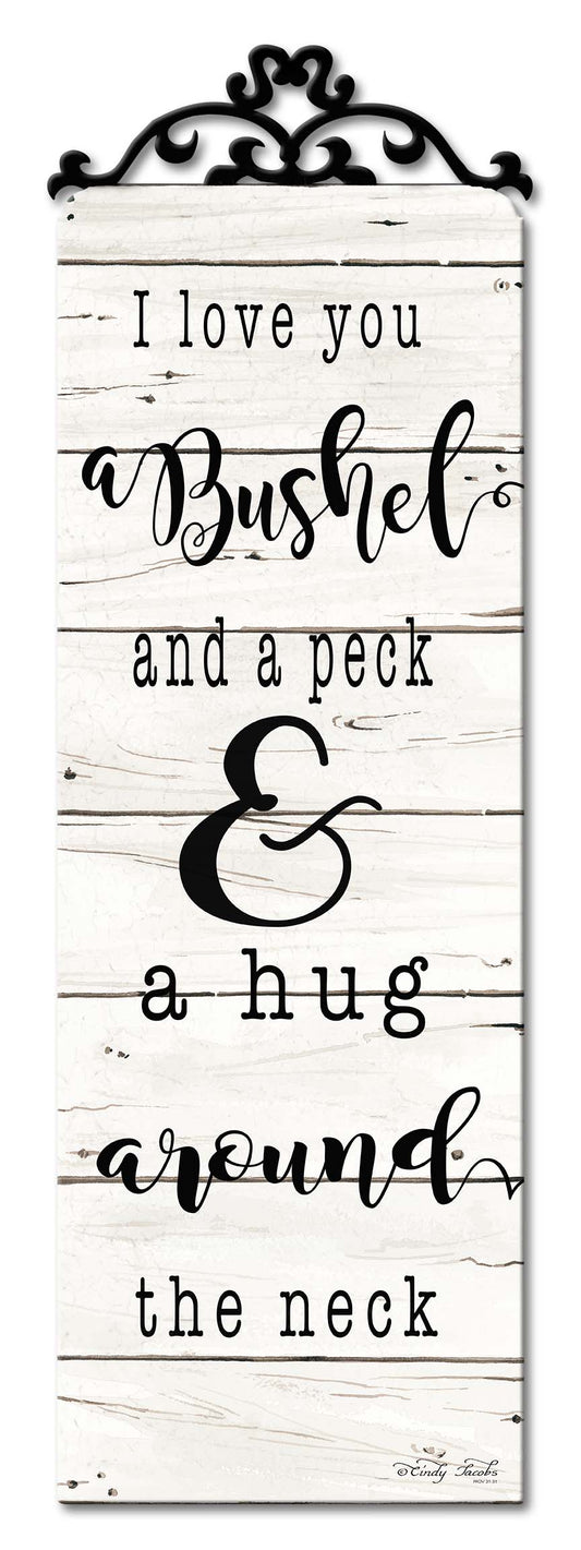 WHITE Bushel Peck Vintage Sign