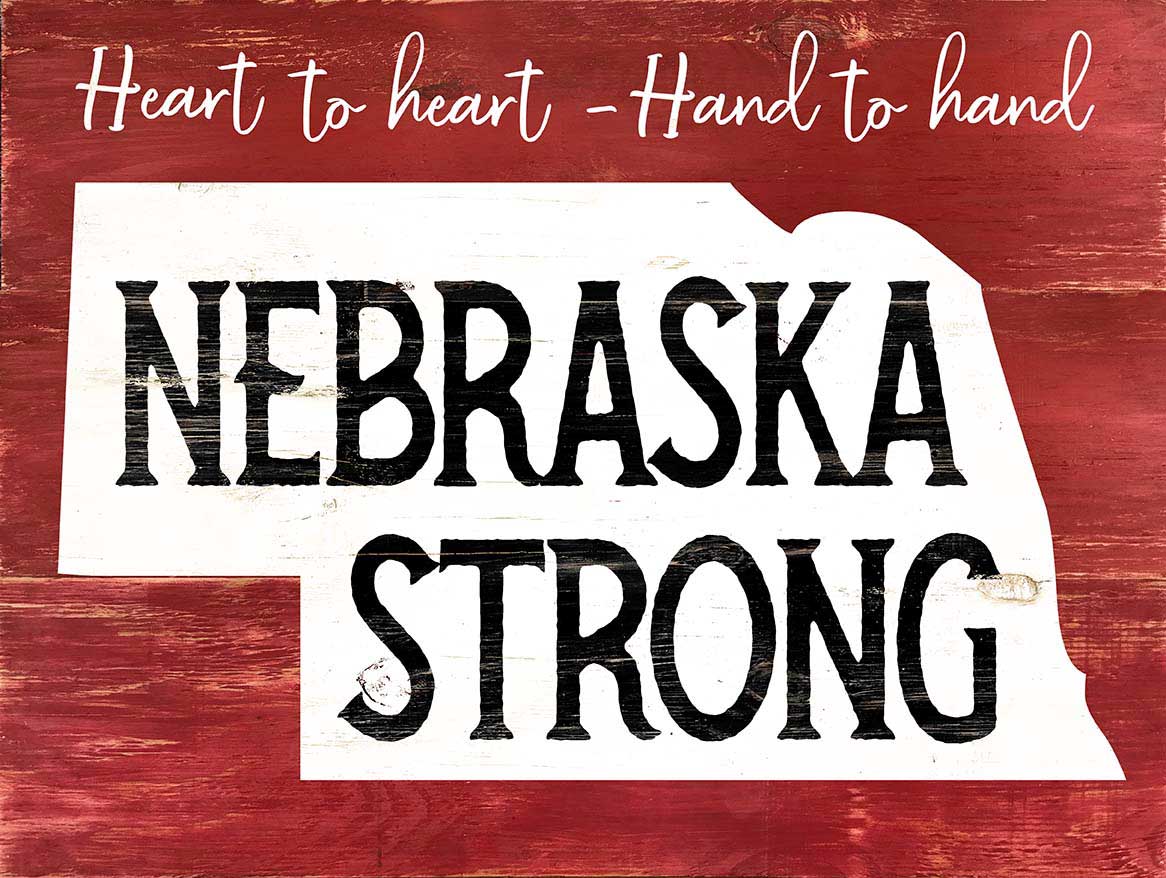 CIN256 - Nebraska Strong red heart to heart