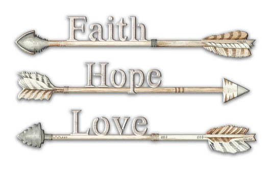 Arrows Faith Hope Love Vintage Sign