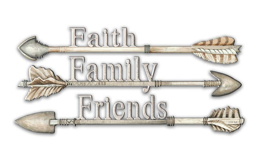 Arrows Faith Family Friends Vintage Sign