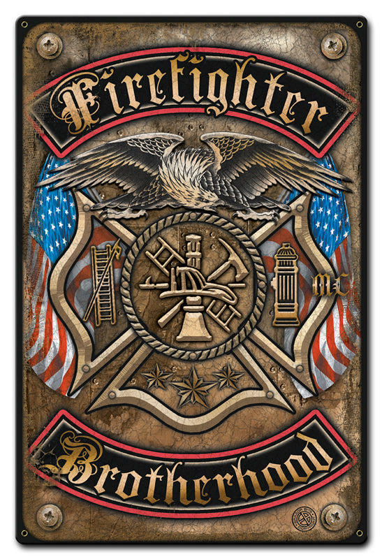 Firefighter Brotherhood Vintage Sign