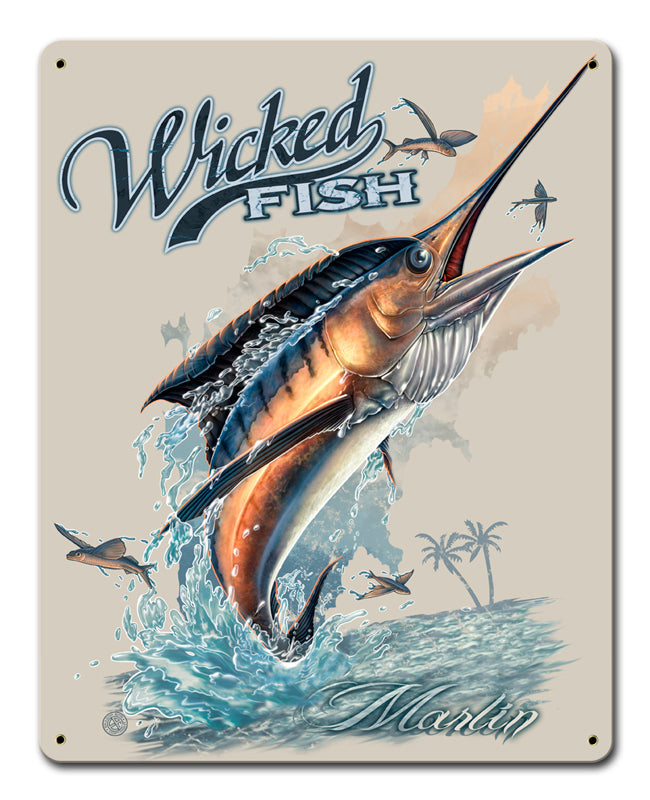 Marlin Wicked Fishing Vintage Sign
