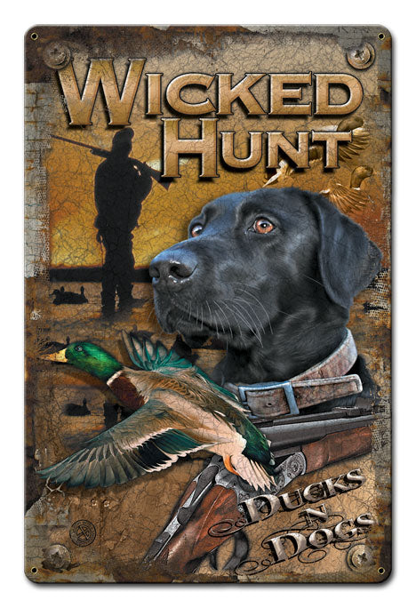 DUCKS AND DOGS Vintage Sign