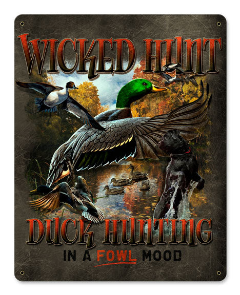 DUCK HUNTER BROWN BACKGROUND Vintage Sign