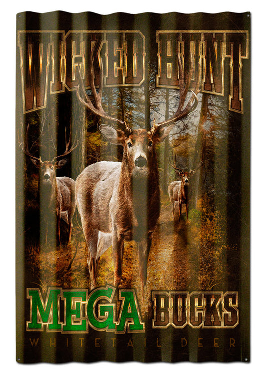 DEERS MEGA BUCKS CORRUGATED Vintage Sign