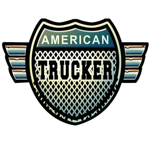 AMERICAN TRUCKER SHIELD Vintage Sign