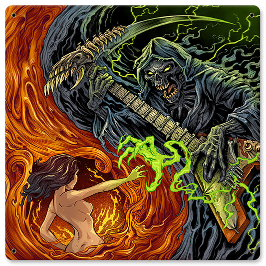 SKULL GUITAR Vintage Sign