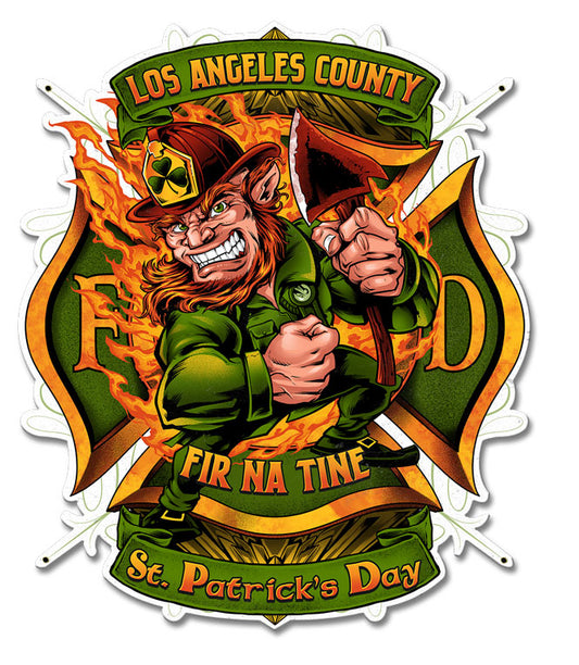 Leprechuan Fire Fighter Fir Na Tine Vintage Sign