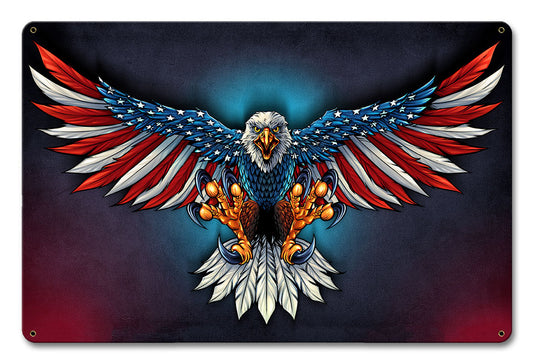 Eagle With US Flag Wings Vintage Sign