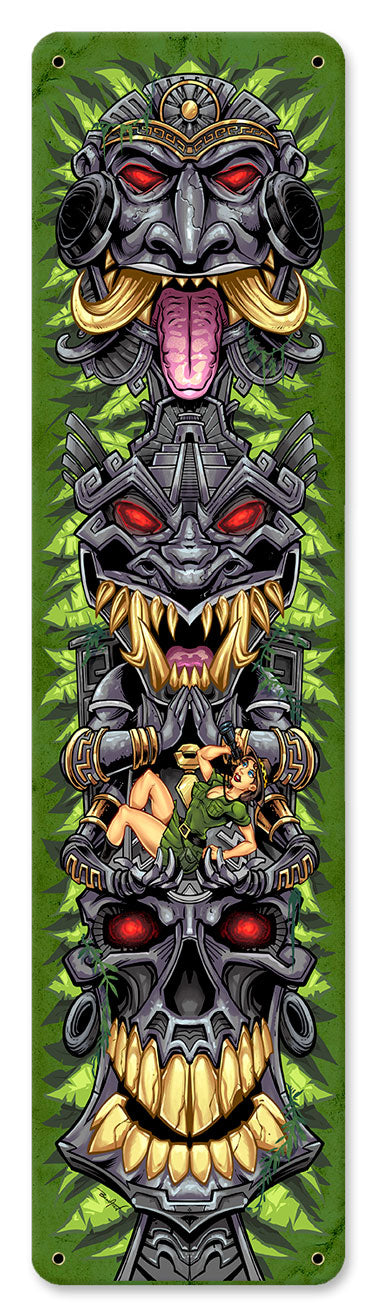 Tiki Totem Skateboard Vintage Sign