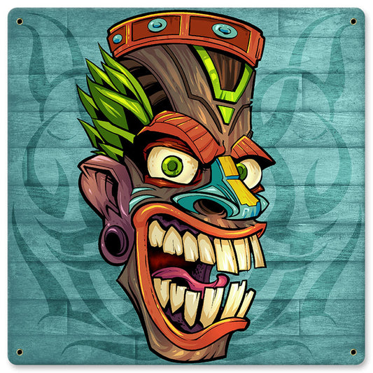 Tiki Head 3 Vintage Sign
