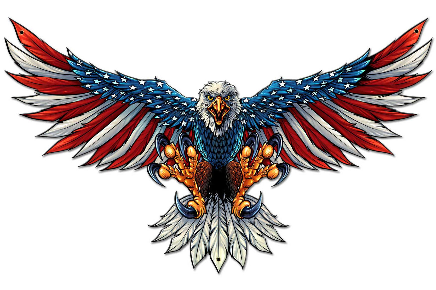 Eagle With US Flag Wing Spread Vintage Sign