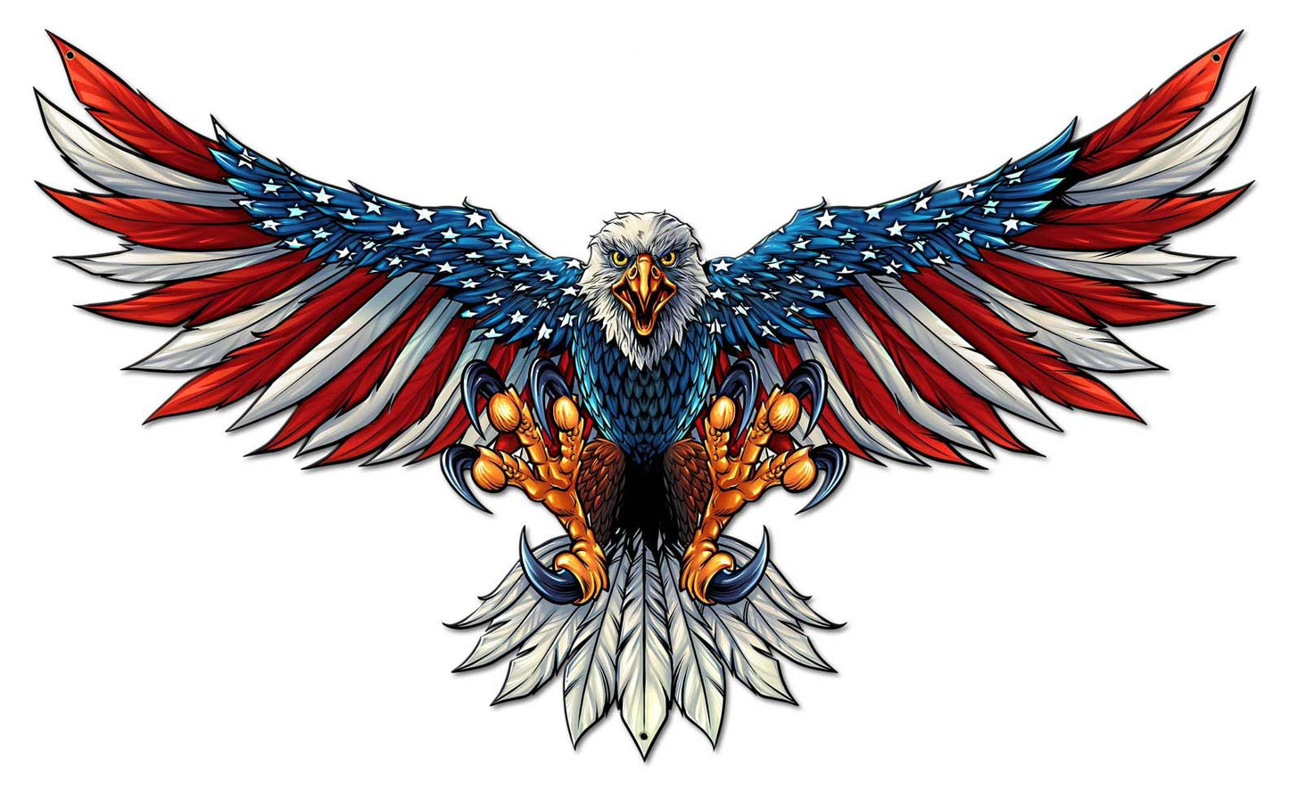 Eagle With US Flag Wing Spread Vintage Sign