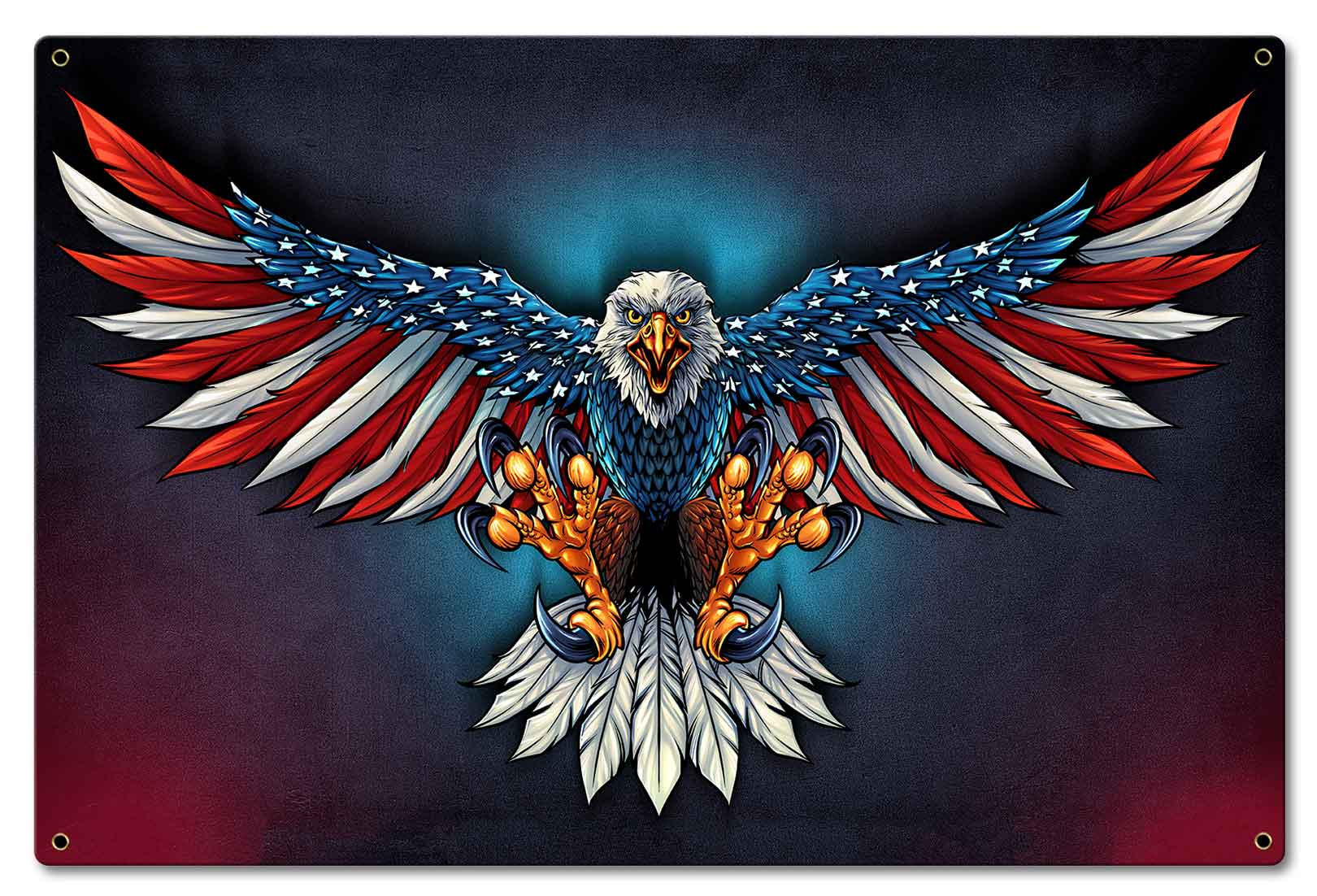 Eagle With US Flag Spread
