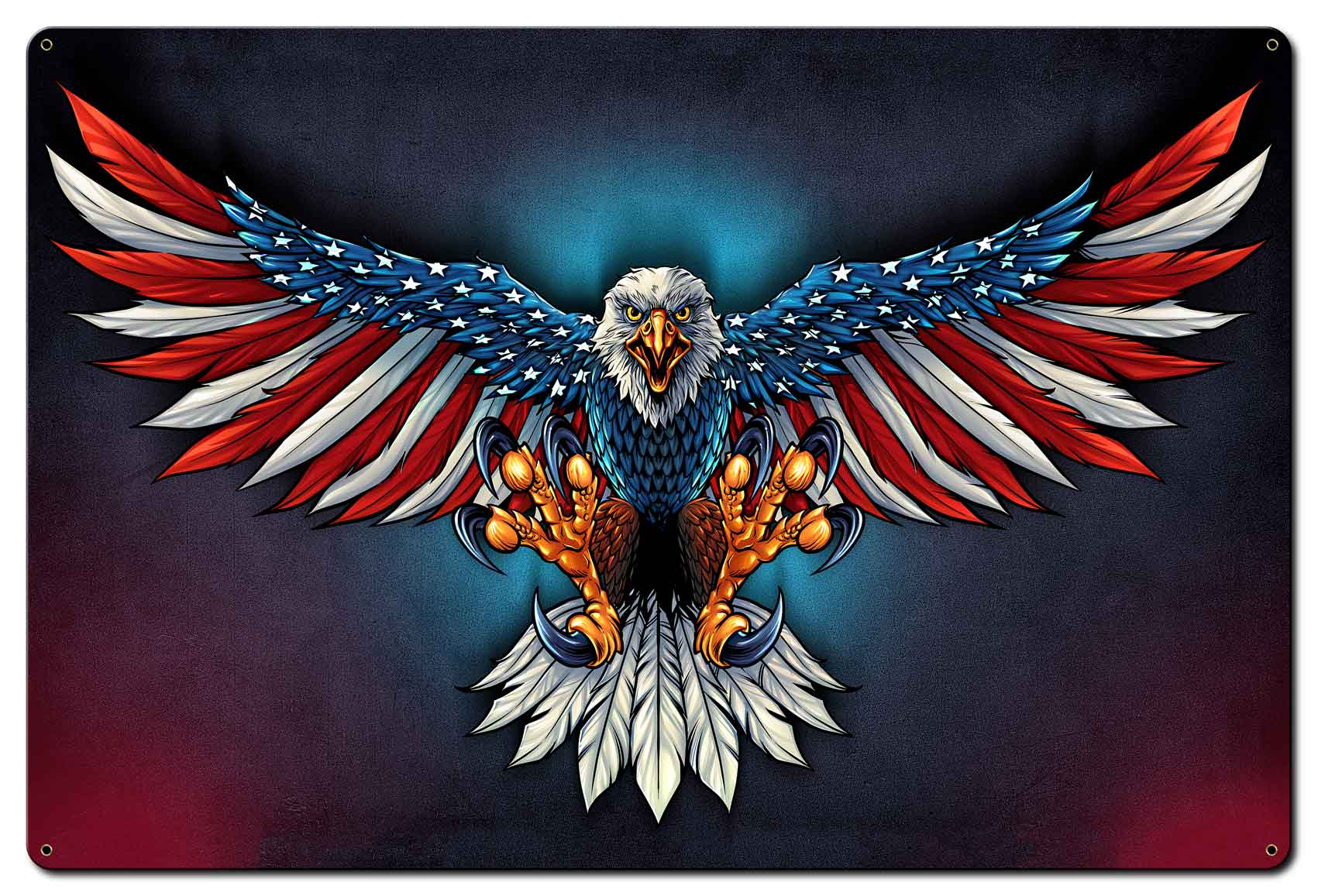 Eagle With US Flag Spread