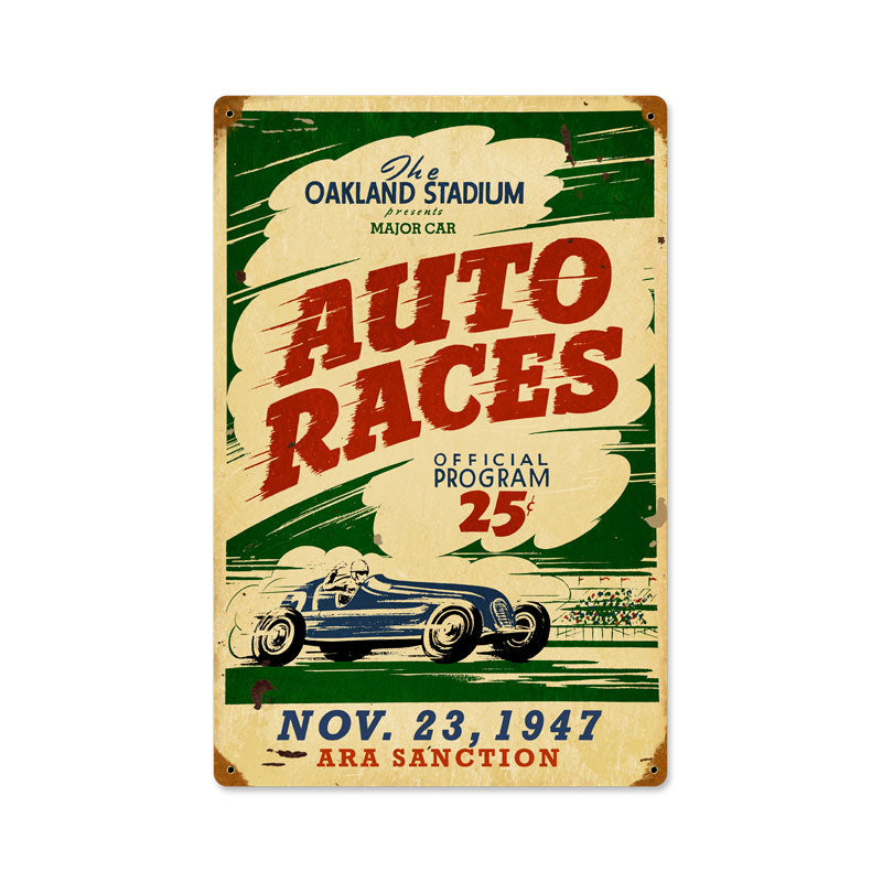 Oakland Auto Races Vintage Sign