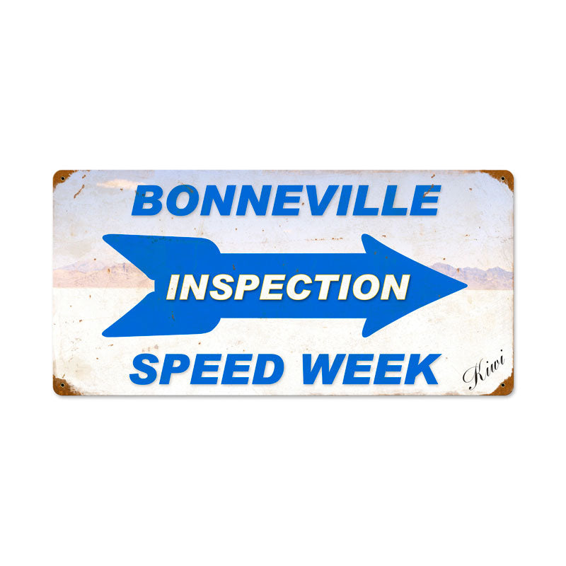 Bonneville Inspection Speed Week Vintage Sign