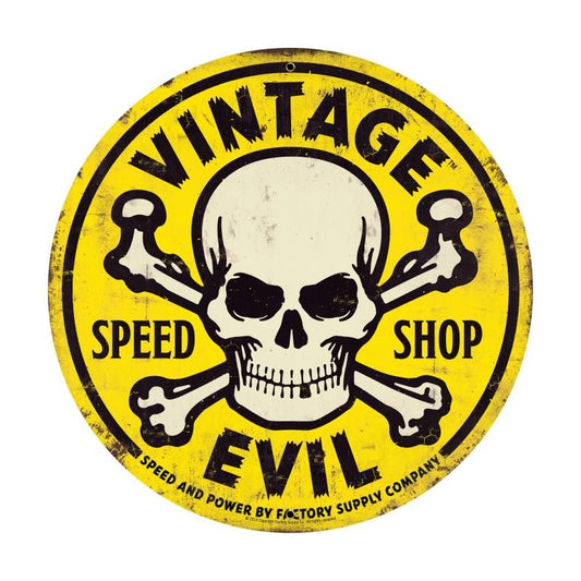 Vintage Evil Yellow Skull Vintage Sign