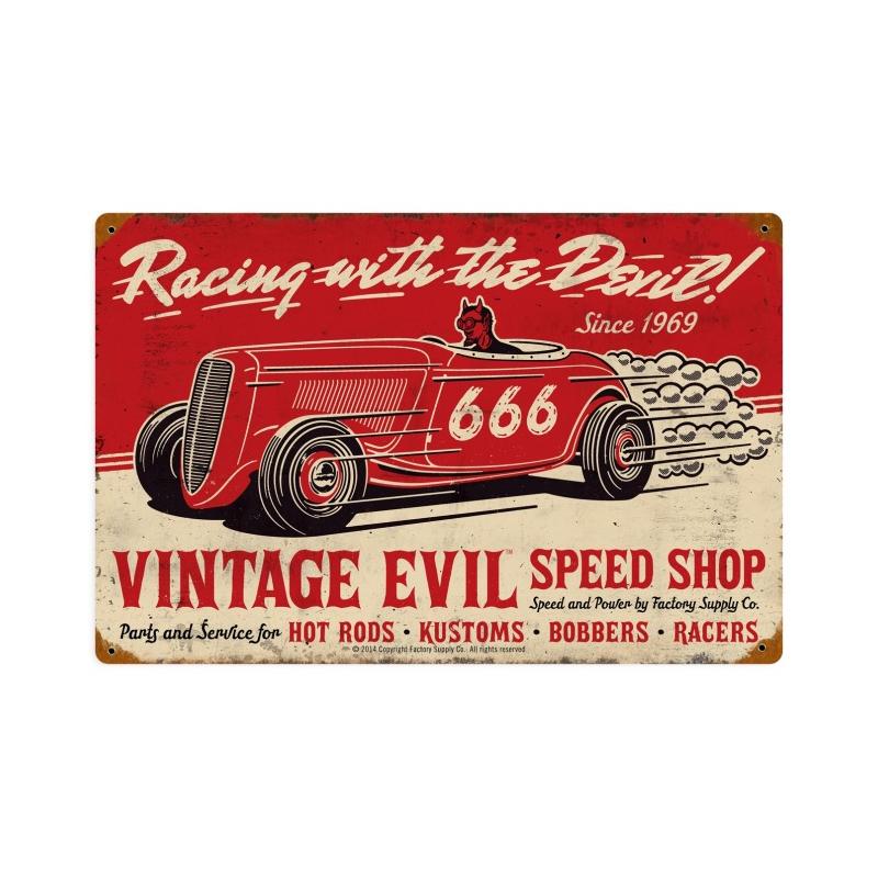 Vintage Evil Racing Devil Vintage Sign