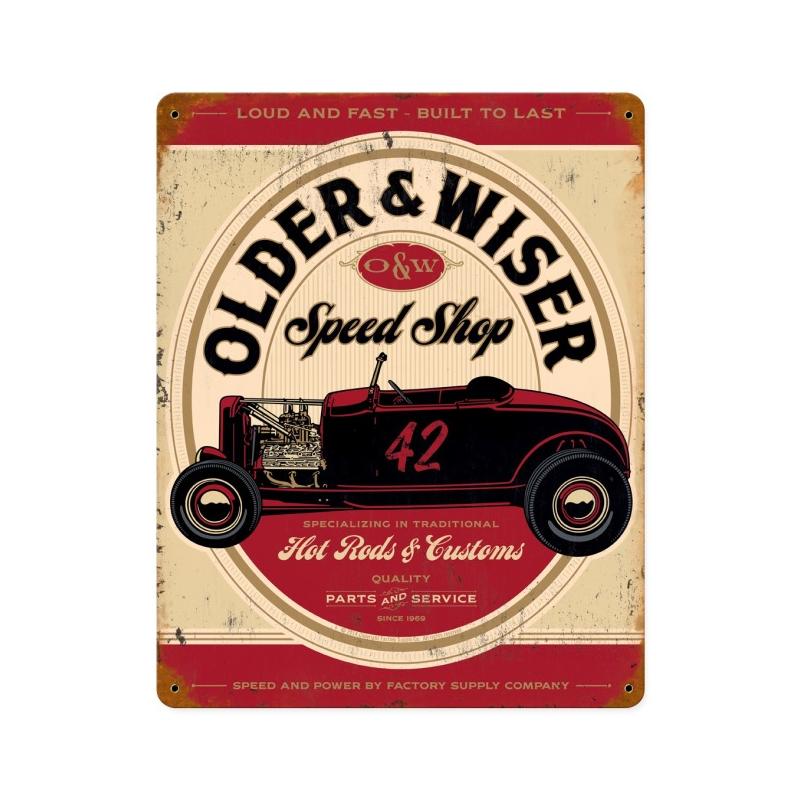 Older And Wiser Speed Shop Vintage Red Vintage Sign