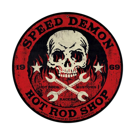 Speed Demon Red Skull Vintage Sign