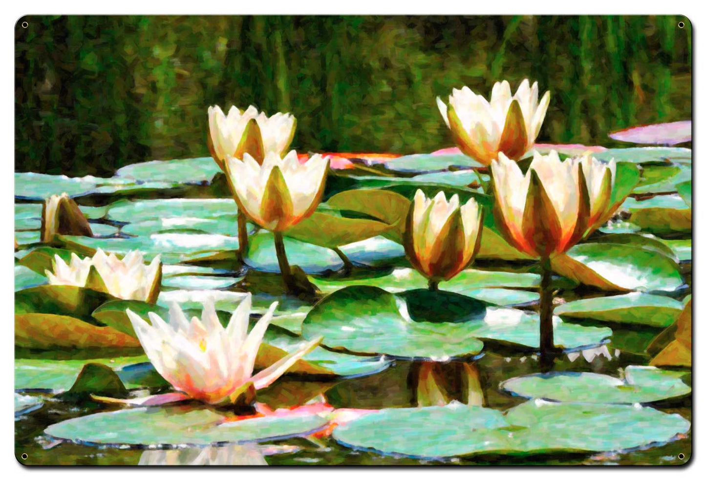Water Lillies A La Monet Vintage Sign