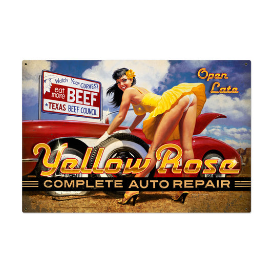 Yellow Rose Vintage Sign