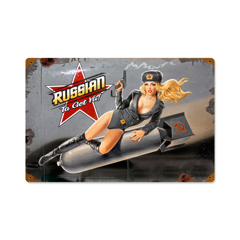 Russian Nose Art Vintage Sign