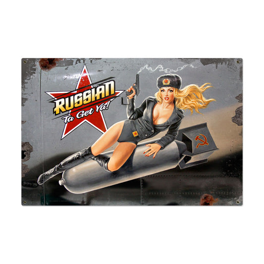 Russian Nose Art Vintage Sign