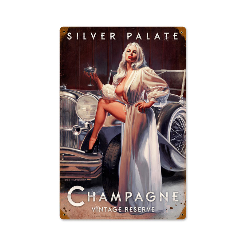 Silver Palate Champagne Vintage Sign