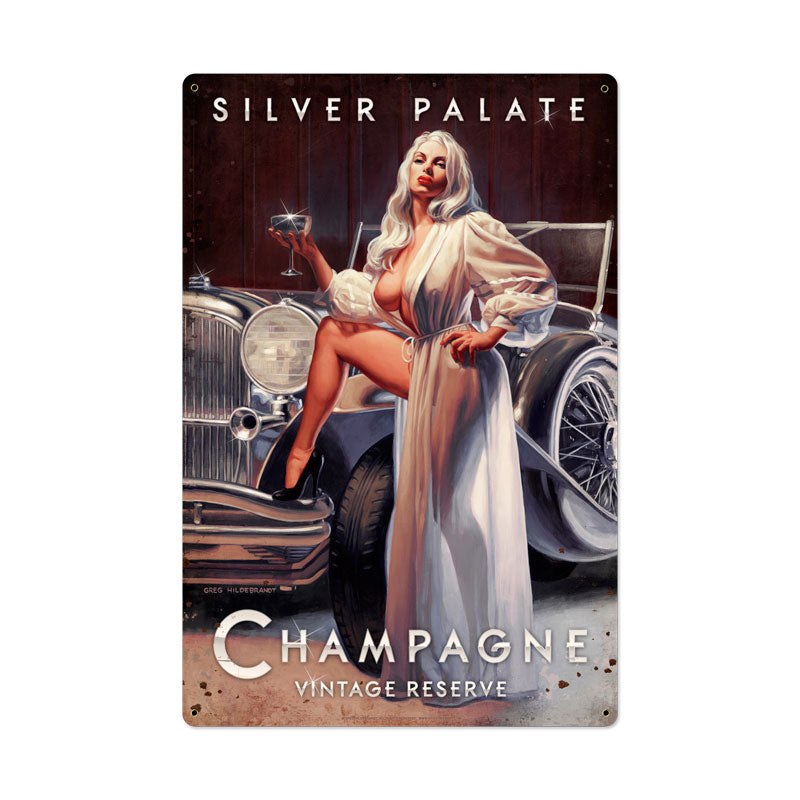 Silver Palate Champagne Vintage Sign