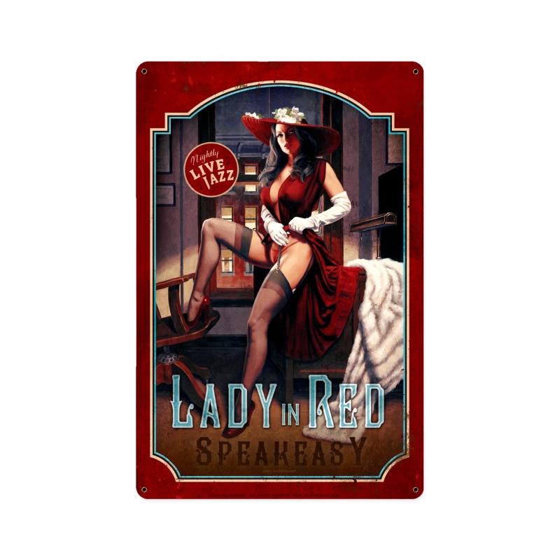 Lady In Red Vintage Sign