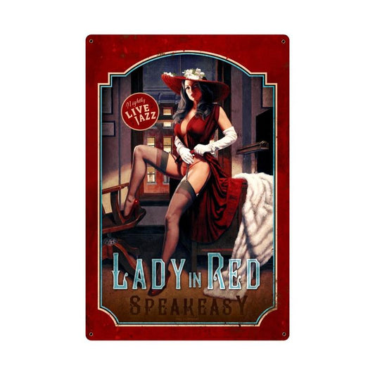 Lady In Red Vintage Sign