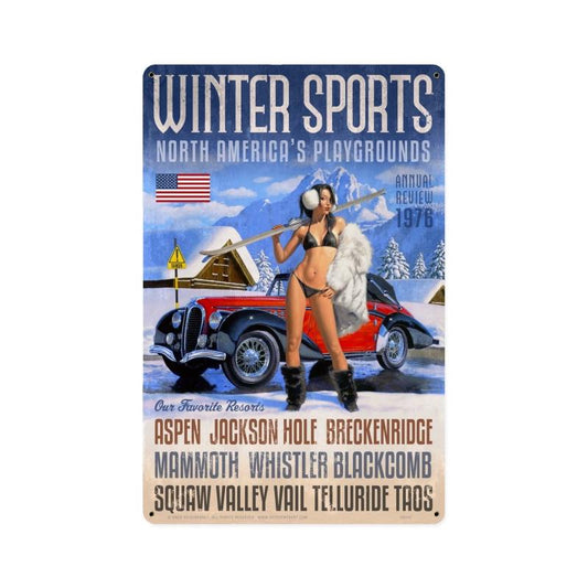 Winter Sports Sign Vintage Sign