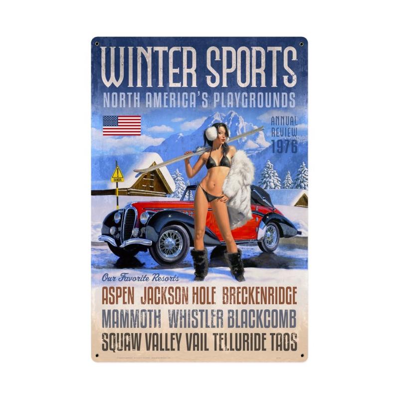 Winter Sports Sign Vintage Sign