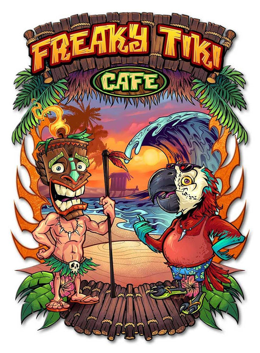 Tiki and Parrot Island Vintage Sign
