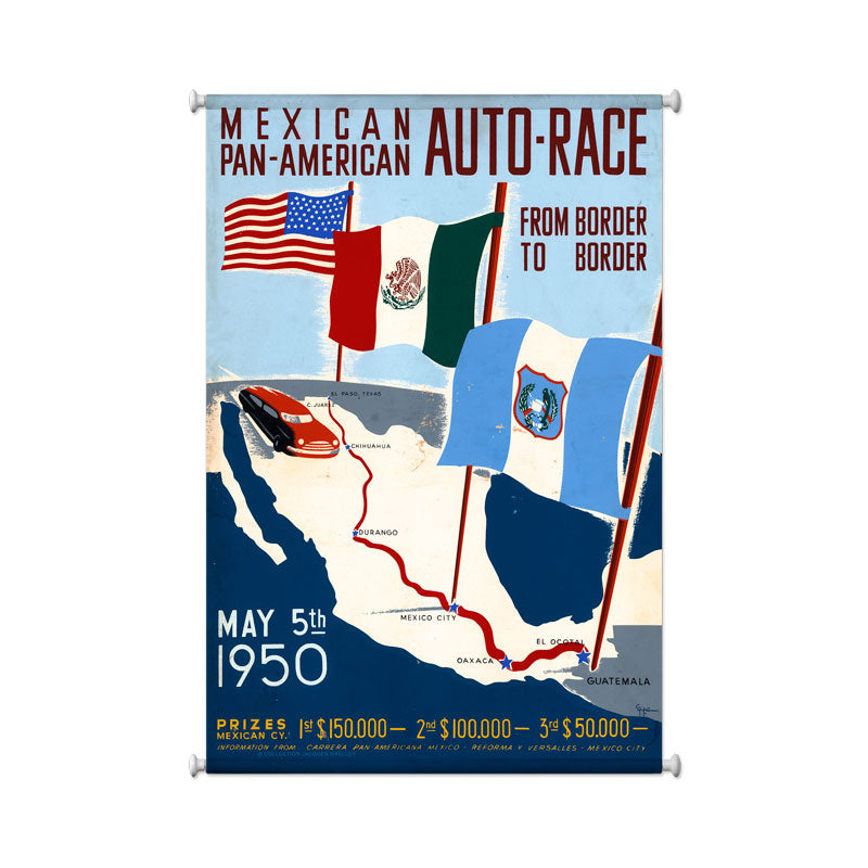 Mexico Auto Races Vintage Sign