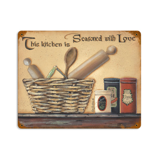 Seasoned With Love Vintage Sign