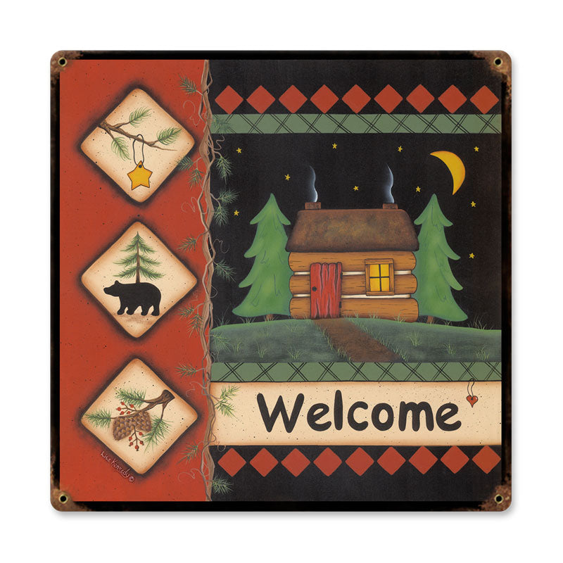 Welcome Cabin Vintage Sign