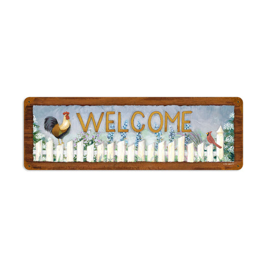 Welcome Rooster Vintage Sign