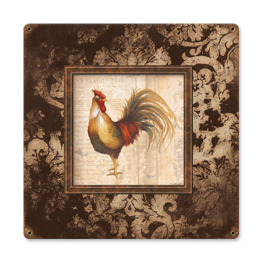 Rooster Square Vintage Sign