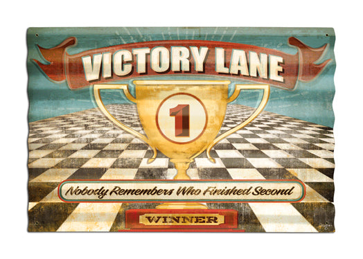 Victory Lane Corrugated Vintage Sign
