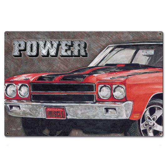 Power Muscle Car Metal Sign 24in X 16in 