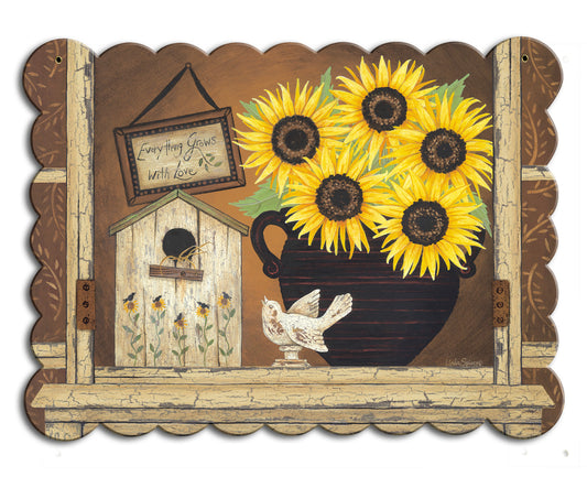 Grows With Love Vintage Sign