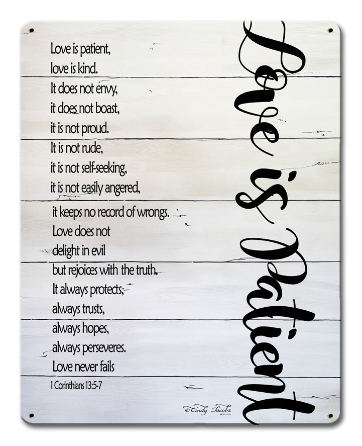 Love Is Patient Vintage Sign