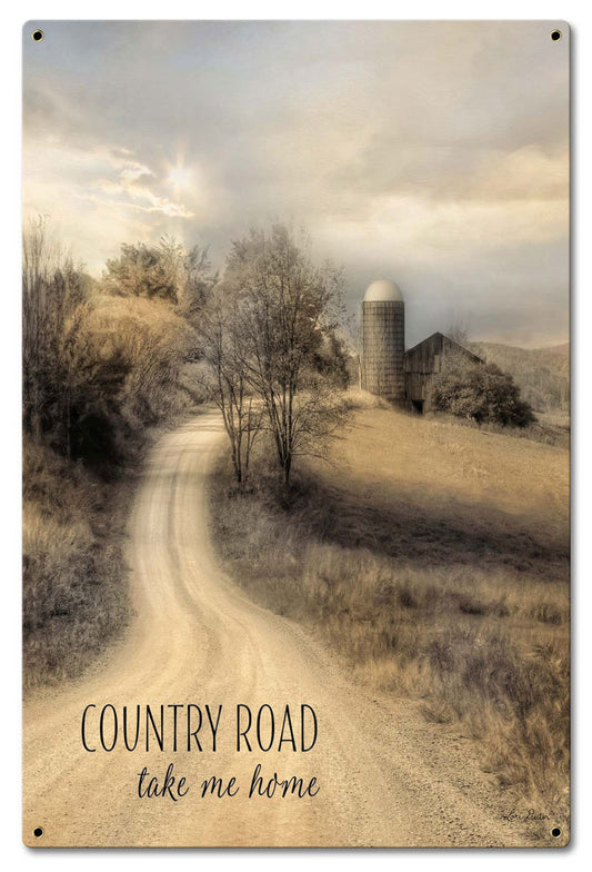 Country Road Take Me Home Vintage Sign
