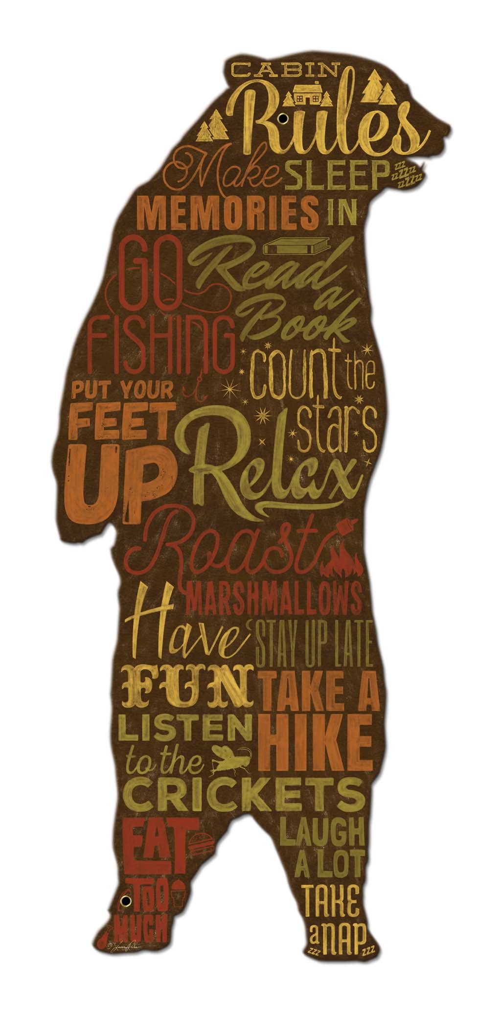 Cabin Rules Bear Vintage Sign