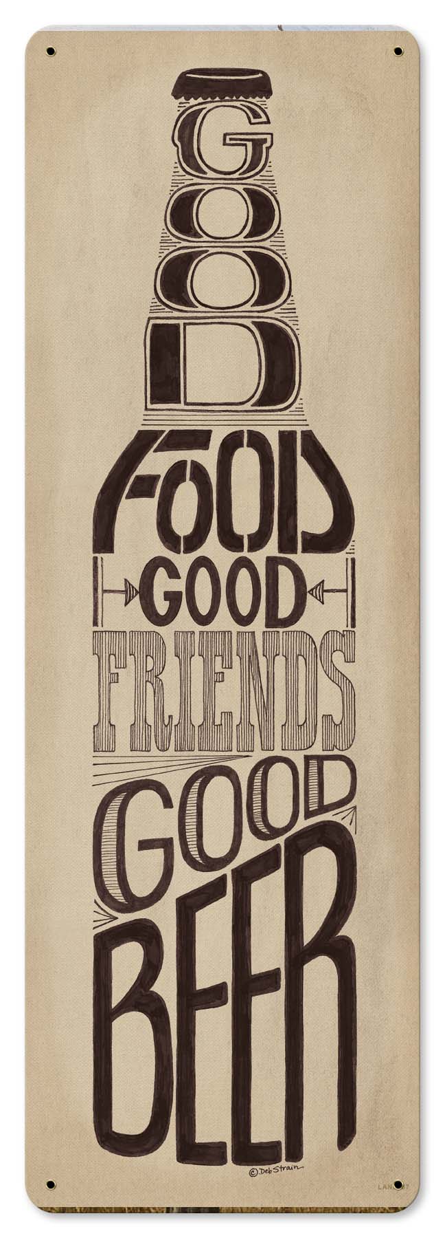 Good Food Friends Beer Vintage Sign