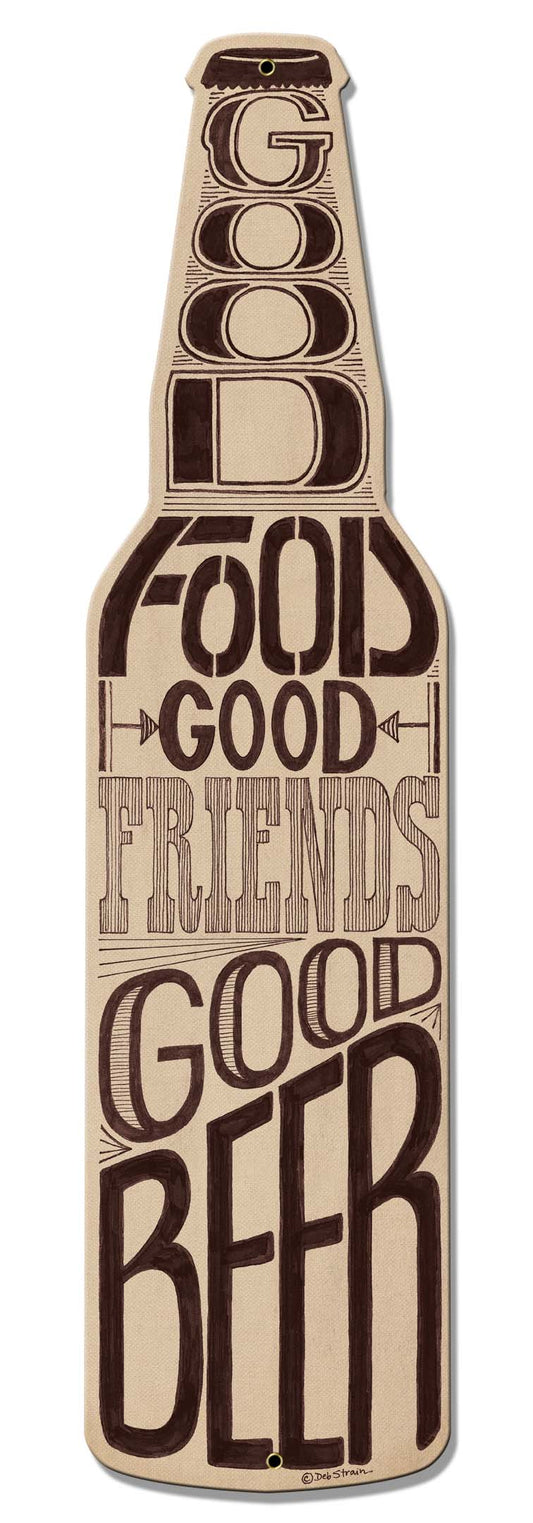 Good Food Friends Beer Vintage Sign